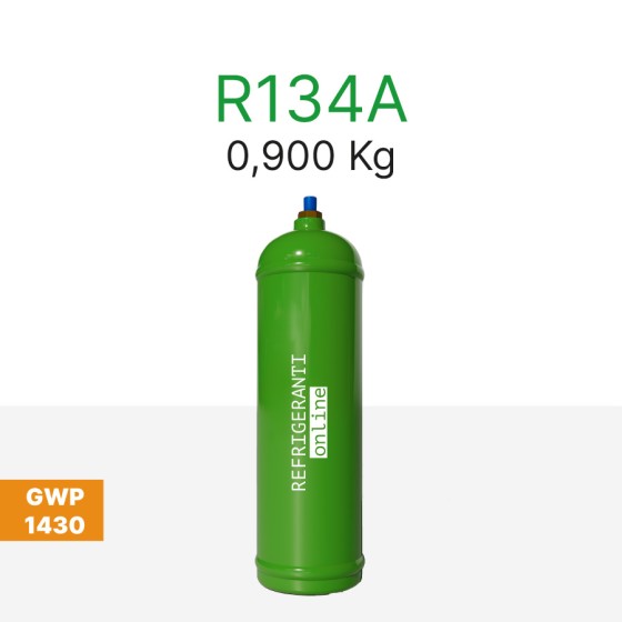 GAS R134a 0,900Kg IN BOMBOLA RICARICABILE NUOVA VALVOLA 1/4″ SAE