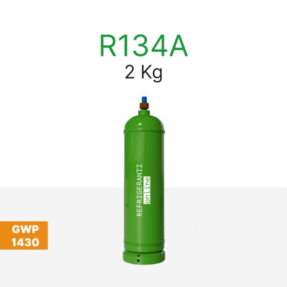 GAS R134a 2Kg IN BOMBOLA RICARICABILE NUOVA VALVOLA 1/4″ SAE